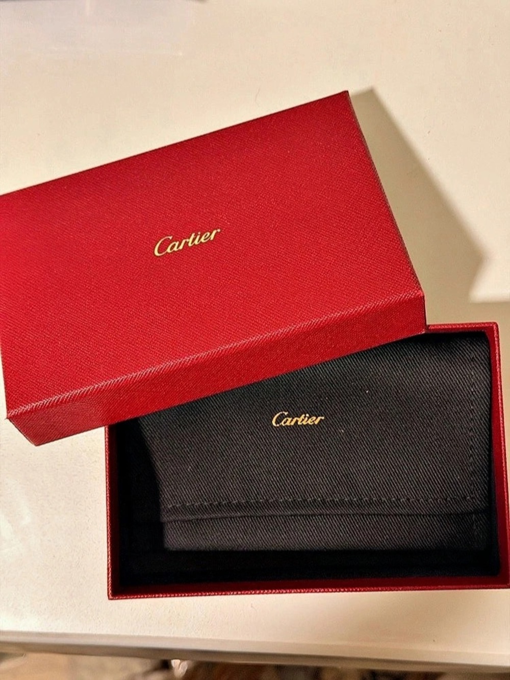 Original Cartier Signature Red Cardholder Box and Pouch EMPTY